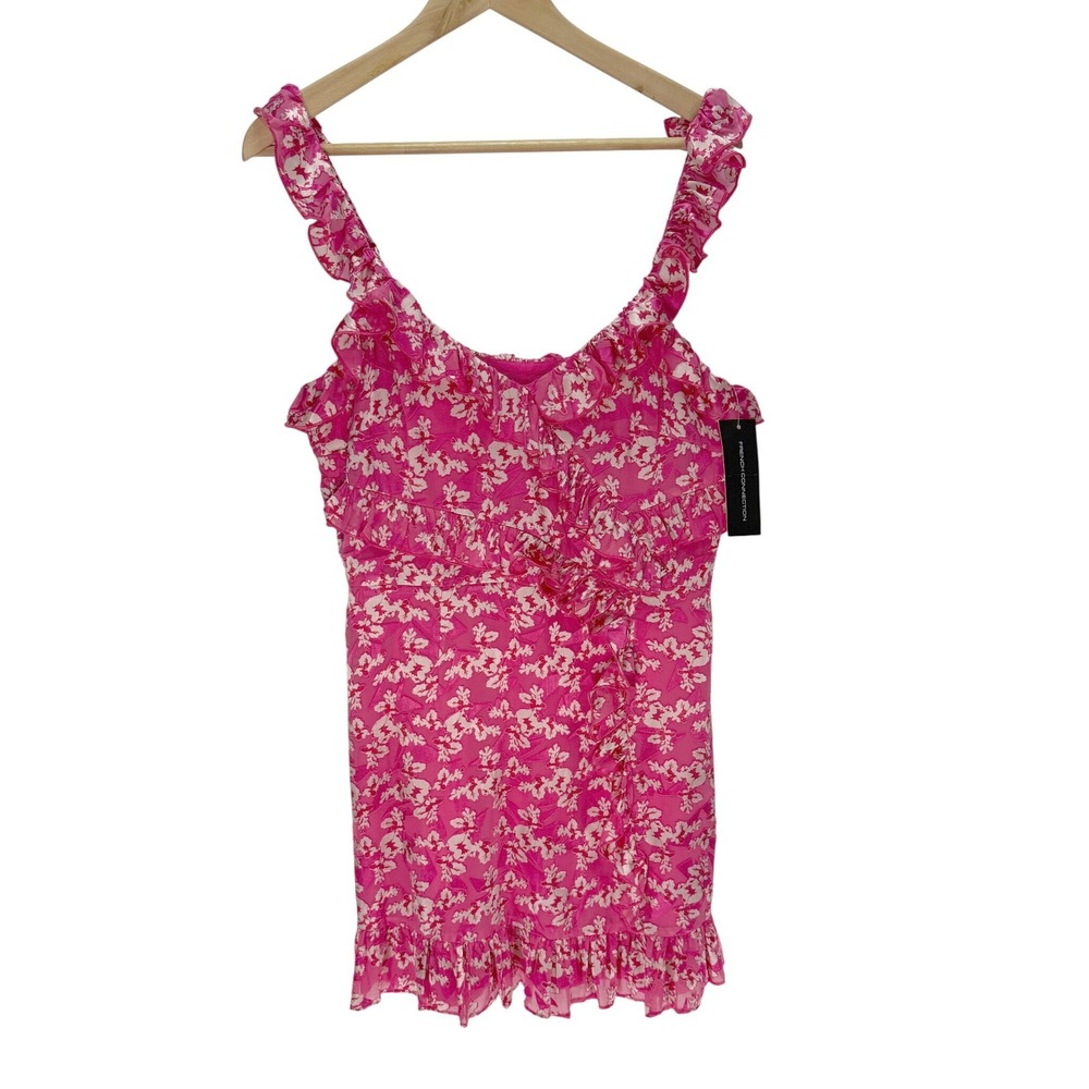 French Connection Pink Floral Ruffle Mini Dress - Picture 4 of 13